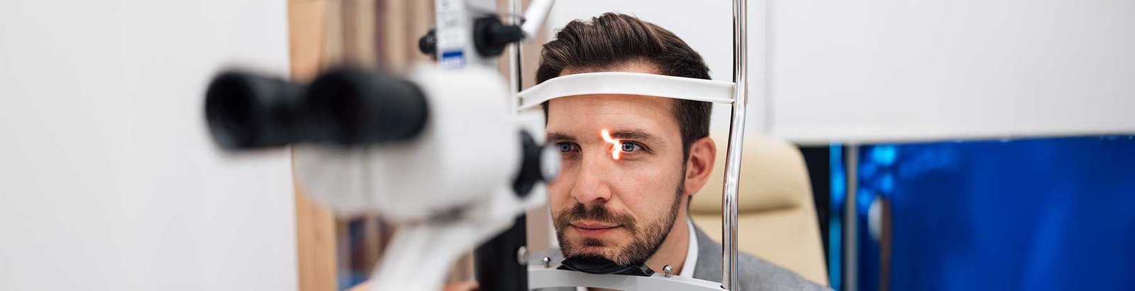 man getting eye exam
